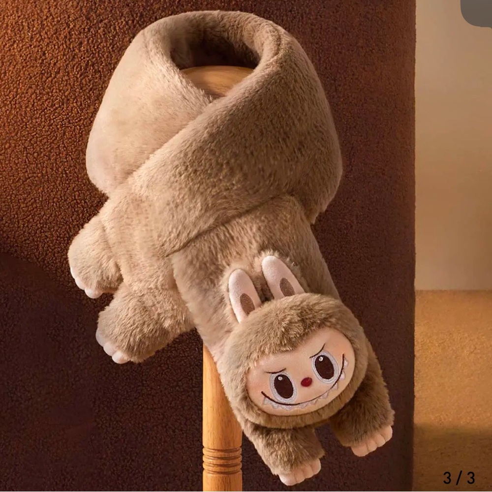 POP MART Labubu The Monsters Warm Fluffy Holiday Plush Scarf labubu